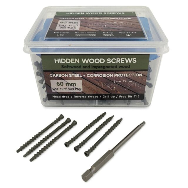Samorezy dlya terrasy Hidden Wood Screws C4 60 mm 350 sht