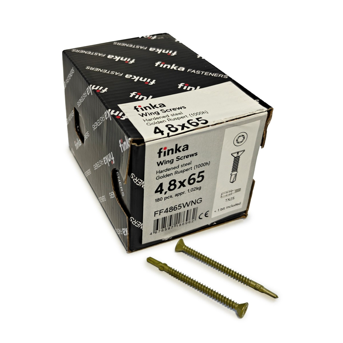 Шурупы флюгельные Finka Wing Screws 4,8x65 TX25 Ruspert, 180шт