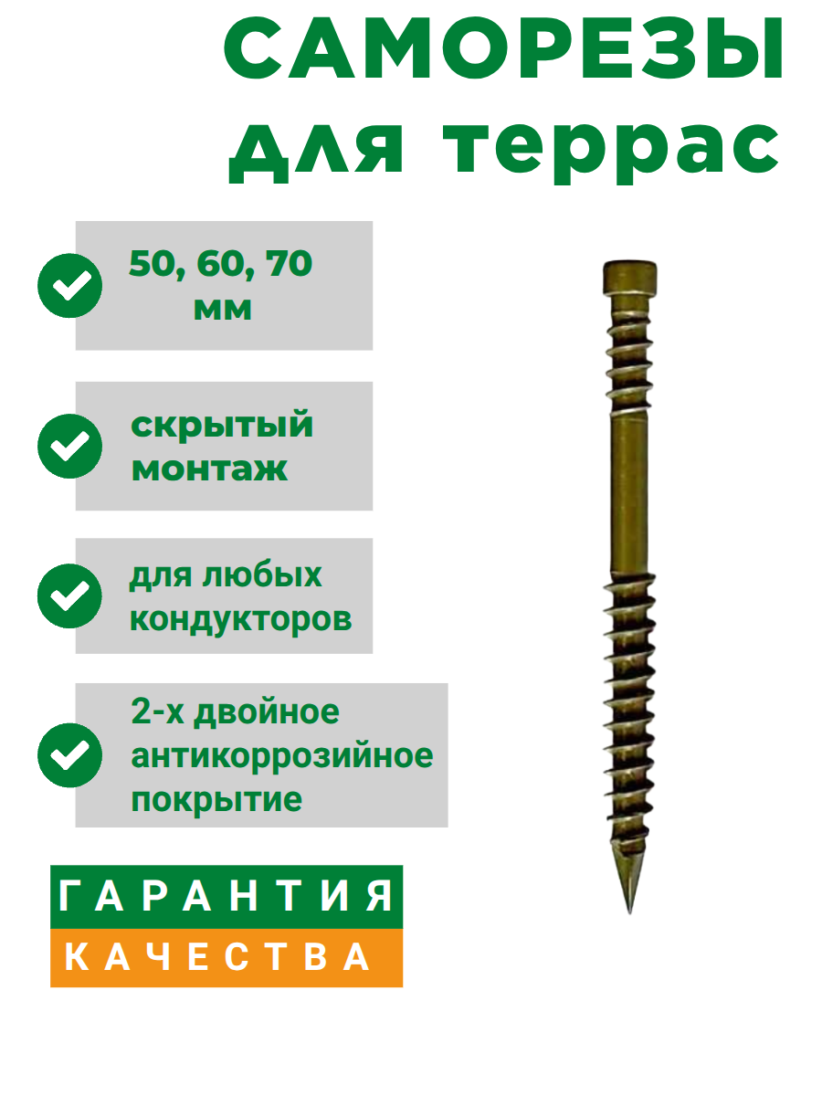 саморезы Для скрытого монтажа террасной доски Hidden deck Screws